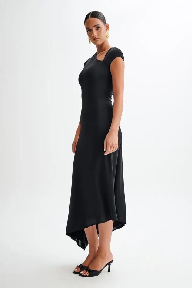 Women Meshki Dresses Ilaria Slinky Maxi Dress With Cut Out 8211 Black