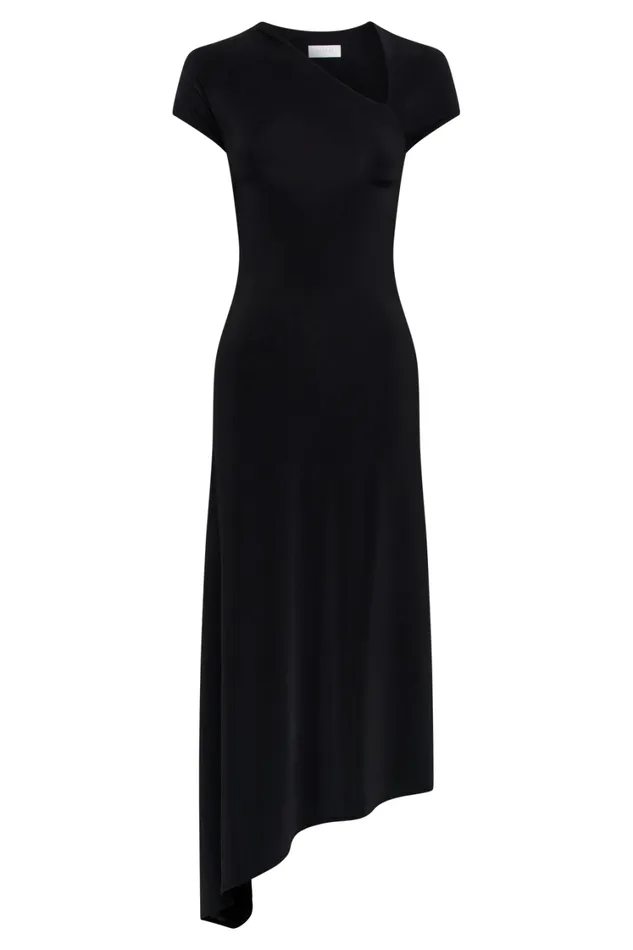 Women Meshki Dresses Ilaria Slinky Maxi Dress With Cut Out 8211 Black
