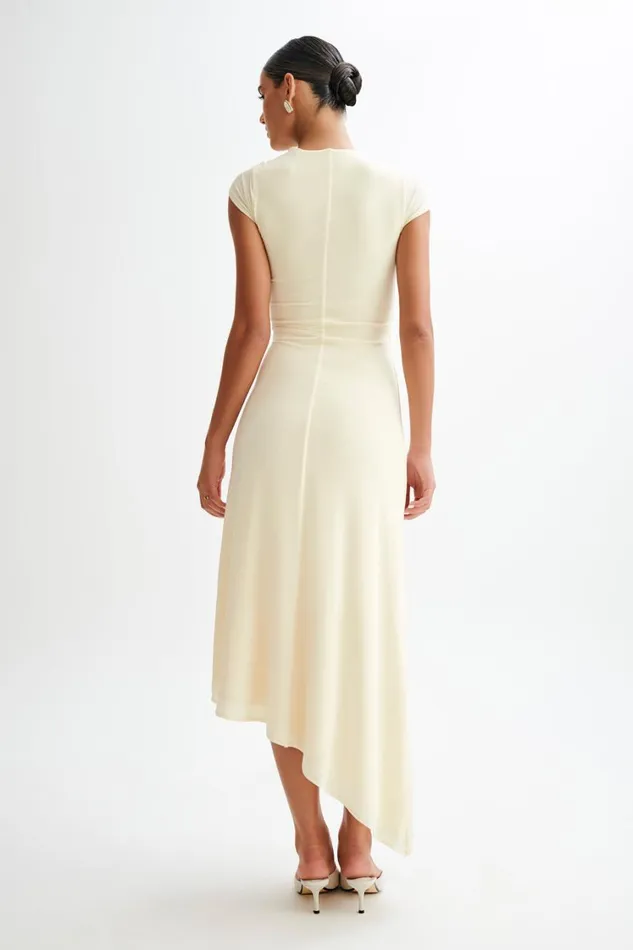 Women Meshki Dresses Ilaria Slinky Maxi Dress With Cut Out 8211 Lemon Sherbet