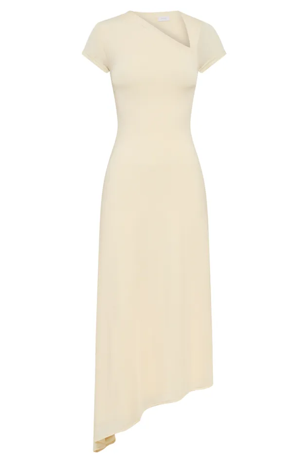 Women Meshki Dresses Ilaria Slinky Maxi Dress With Cut Out 8211 Lemon Sherbet