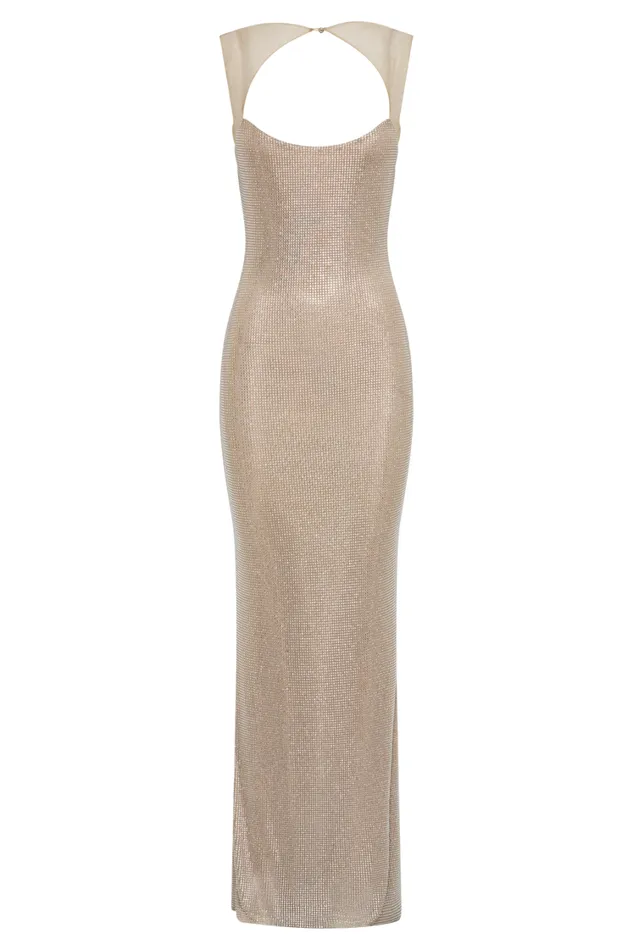 Women Meshki Dresses Jasmyn Hot Fix Maxi Dress With Mesh Back 8211 Nude