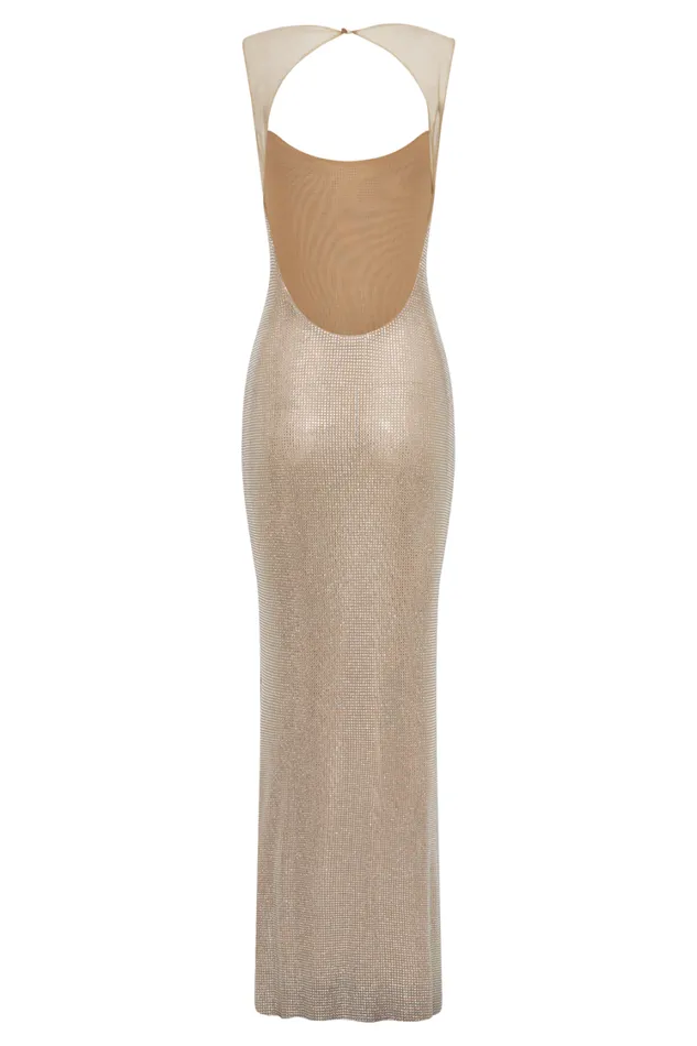 Women Meshki Dresses Jasmyn Hot Fix Maxi Dress With Mesh Back 8211 Nude
