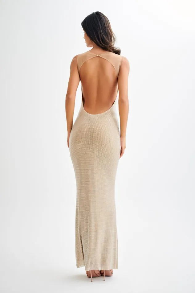Women Meshki Dresses Jasmyn Hot Fix Maxi Dress With Mesh Back 8211 Nude