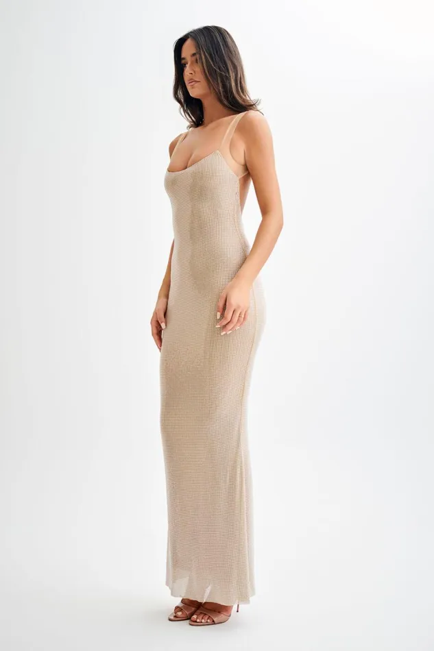 Women Meshki Dresses Jasmyn Hot Fix Maxi Dress With Mesh Back 8211 Nude