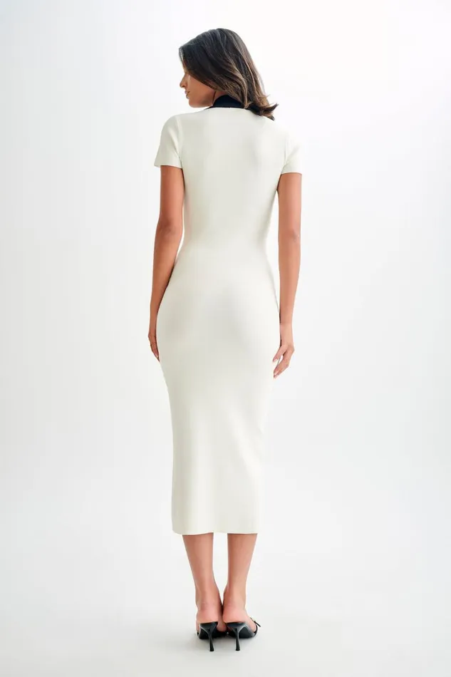 Women Meshki Dresses Jessamine Collared Contrast Maxi Dress 8211 Ivory