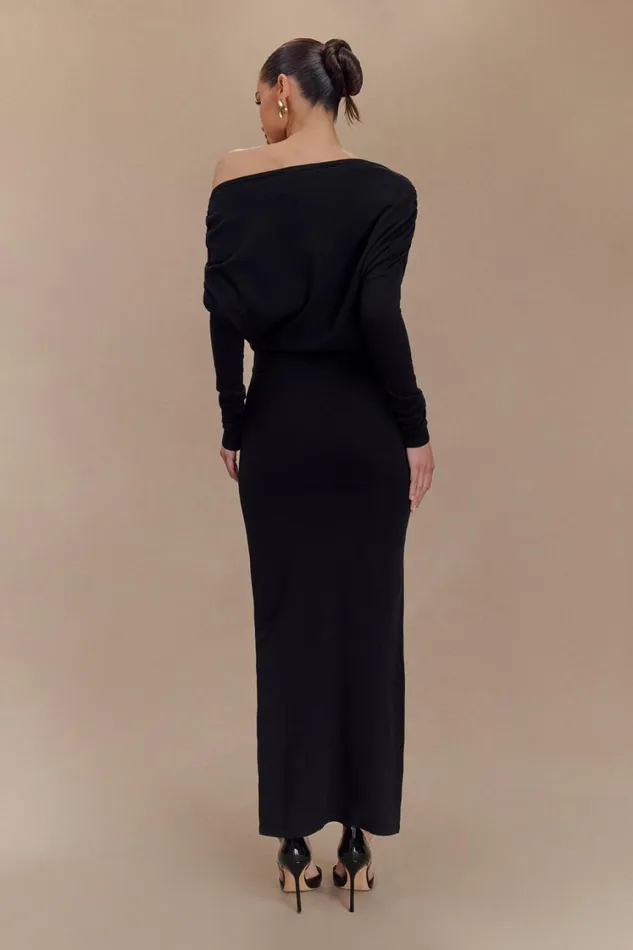 Women Meshki Dresses Jessie Cowl Neck Knit Midi Dress 8211 Black