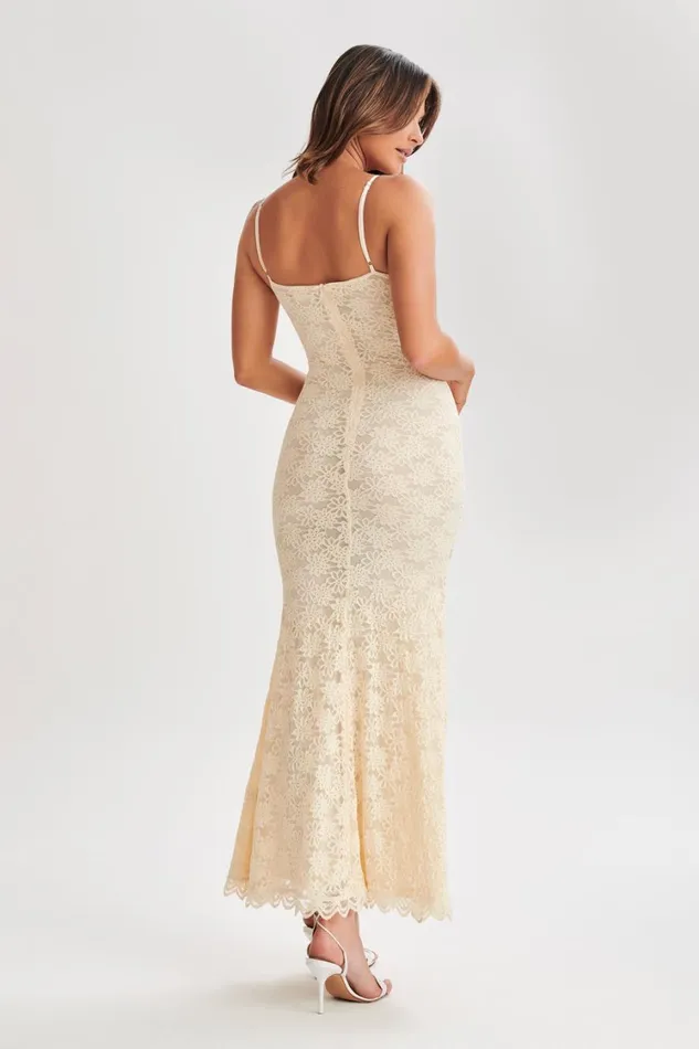 Women Meshki Dresses Joelle Lace Cupped Maxi Dress 8211 Ivory