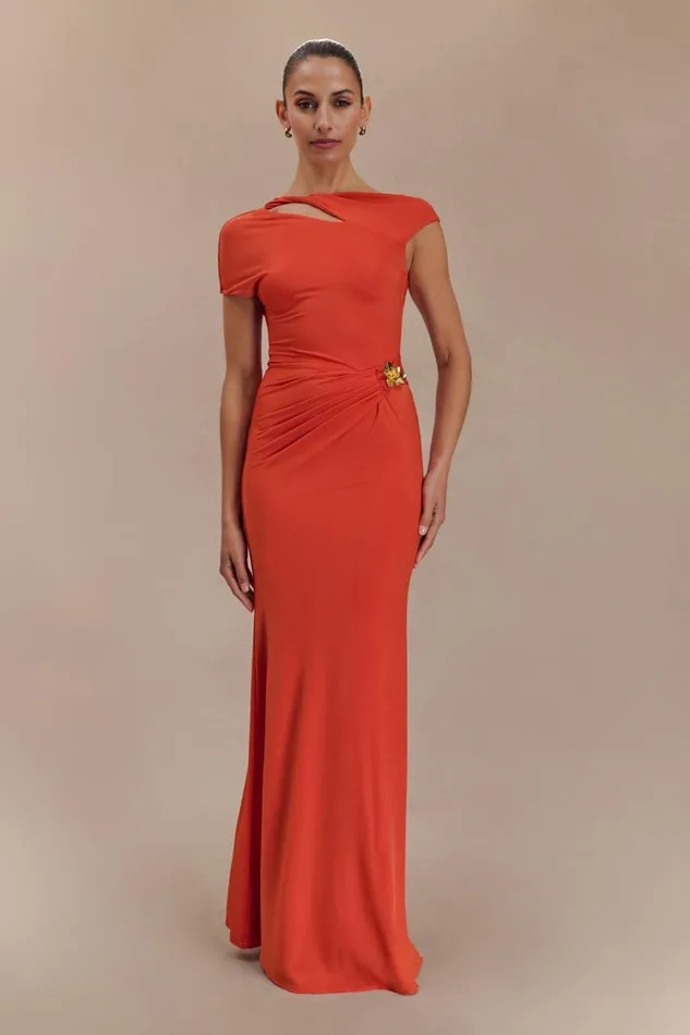 Women Meshki Dresses Kaida Slinky Maxi Dress With Hardware 8211 Burnt Orange
