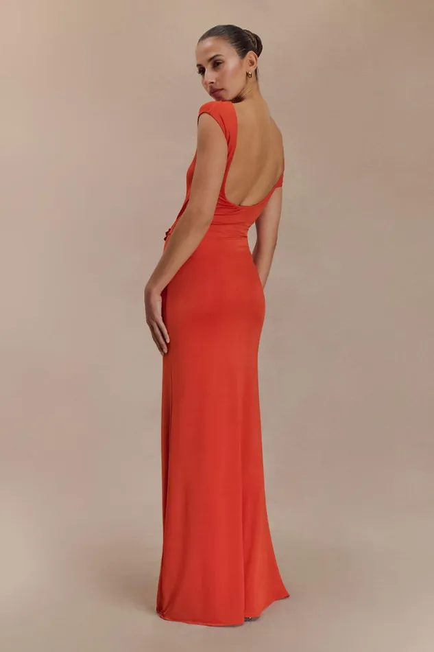 Women Meshki Dresses Kaida Slinky Maxi Dress With Hardware 8211 Burnt Orange
