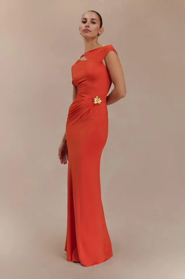 Women Meshki Dresses Kaida Slinky Maxi Dress With Hardware 8211 Burnt Orange