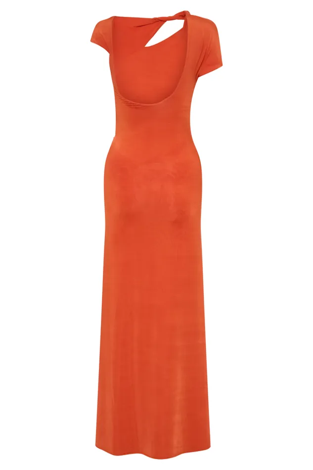 Women Meshki Dresses Kaida Slinky Maxi Dress With Hardware 8211 Burnt Orange