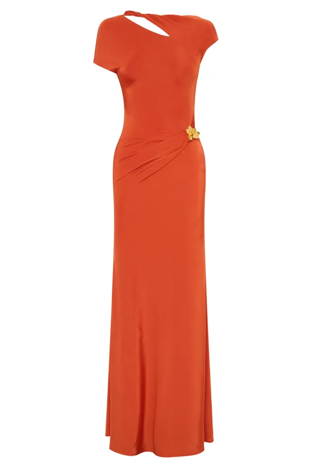 Women Meshki Dresses Kaida Slinky Maxi Dress With Hardware 8211 Burnt Orange