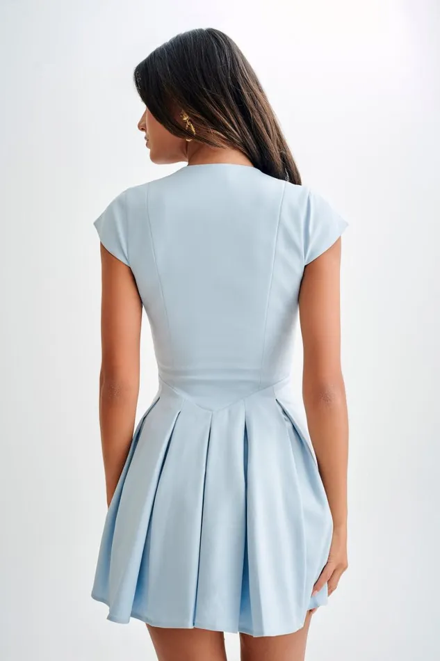 Women Meshki Dresses Keely Cotton Cap Sleeve Mini Dress 8211 Sky Blue