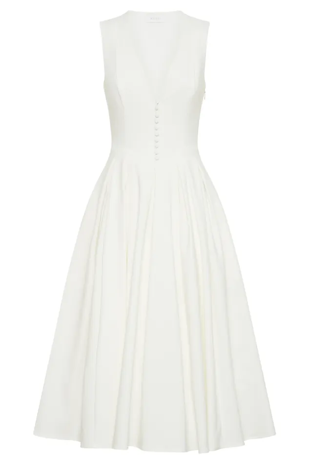 Women Meshki Dresses Keely Cotton Sleeveless Midi Dress 8211 White