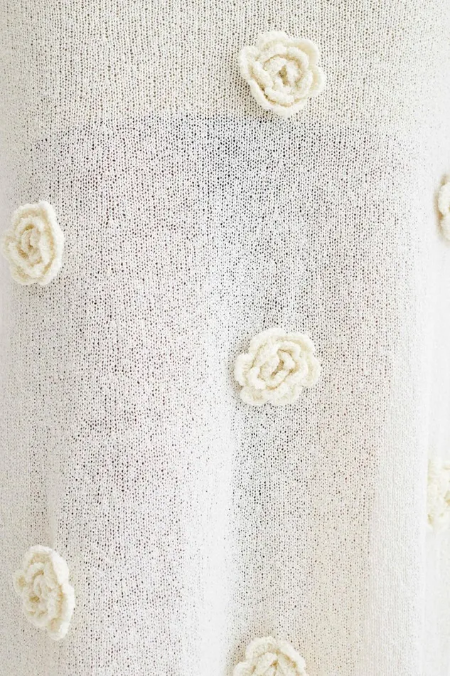 Women Meshki Dresses Kiki Off Shoulder Knit Rose Maxi Dress 8211 Ivory