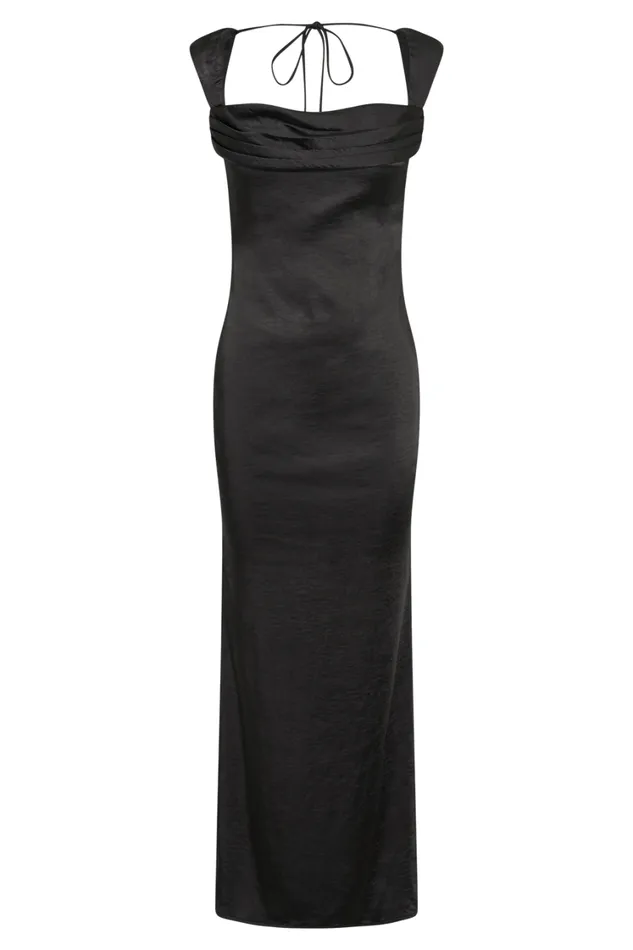 Women Meshki Dresses Lacey Backless Satin Maxi Dress 8211 Black
