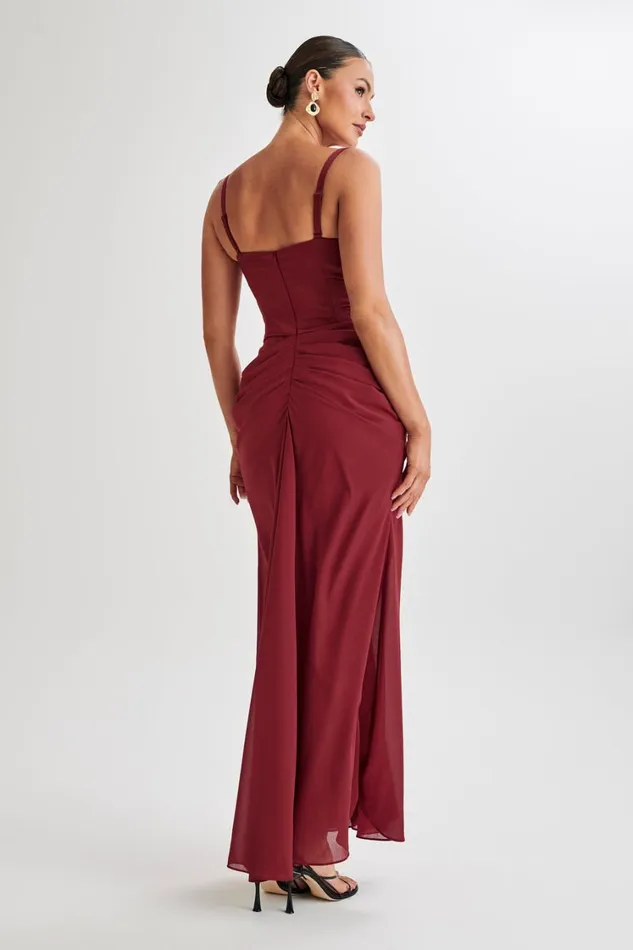 Women Meshki Dresses Leila Satin Corset Maxi Dress 8211 Wine