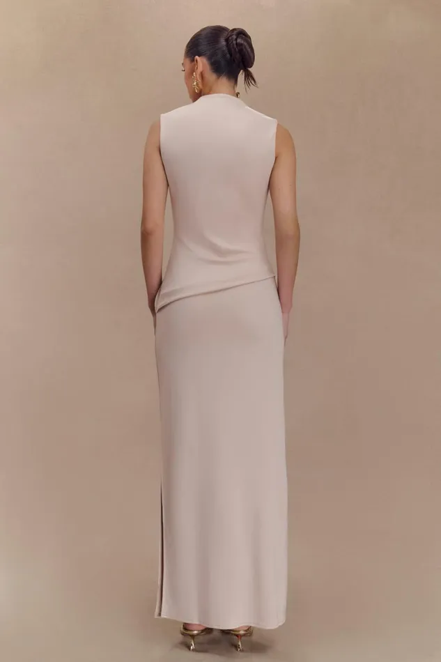 Women Meshki Dresses Lorelei Crepe Twist Midi Dress 8211 Taupe