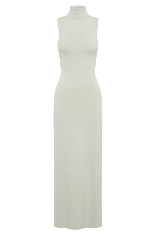 Women Meshki Dresses Louisa High Neck Knit Maxi Dress 8211 Ice Grey