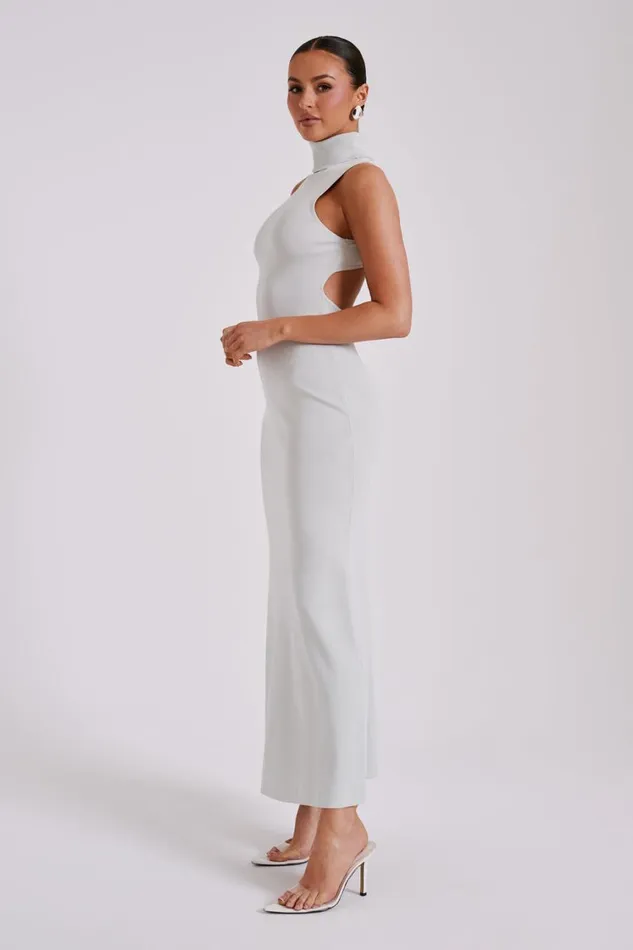 Women Meshki Dresses Louisa High Neck Knit Maxi Dress 8211 Ice Grey