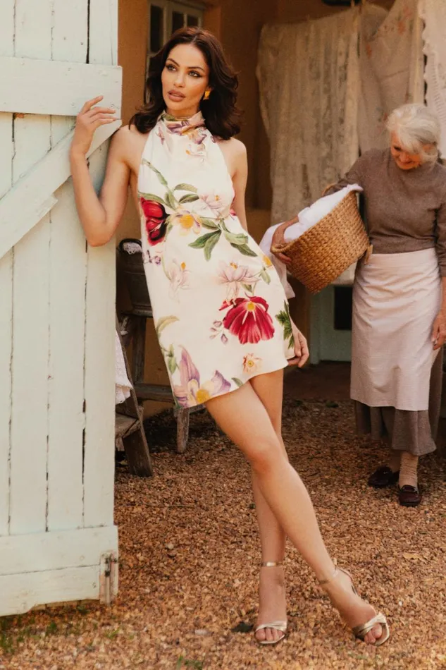Women Meshki Dresses Lynelle High Neck Mini Dress 8211 Bella Rosa Print