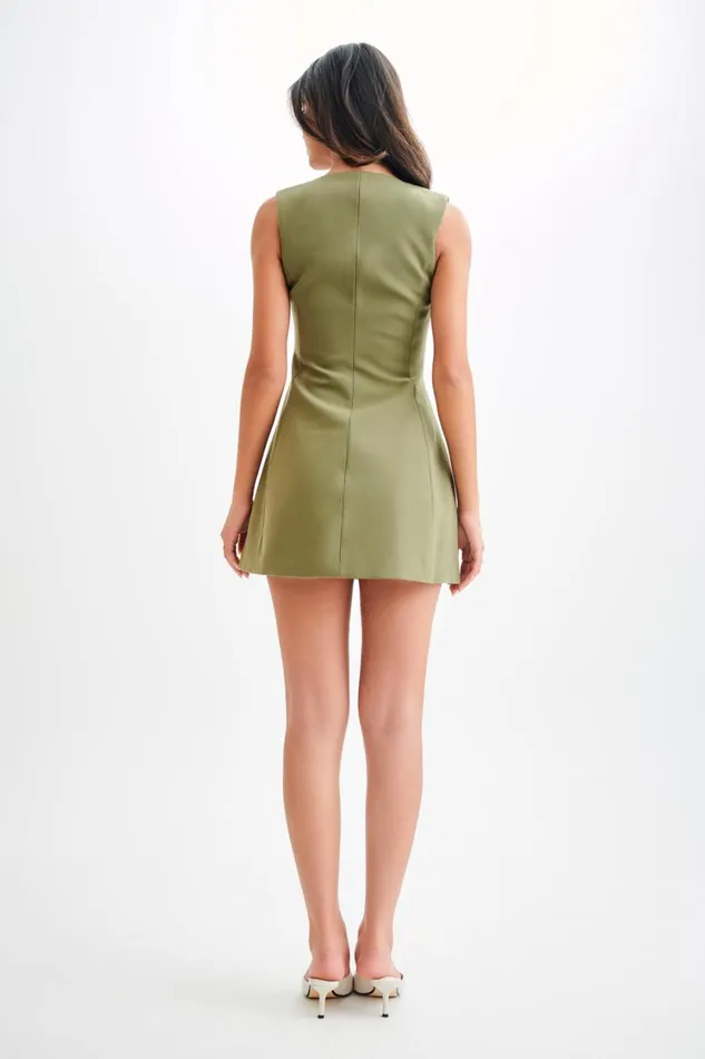 Women Meshki Dresses Lysandre Crepe Mini Dress 8211 Military Olive