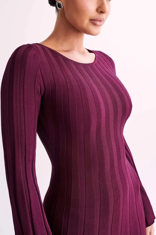 Women Meshki Dresses Mabel Long Sleeve Knit Maxi Dress 8211 Plum Women Meshki Dresses Mabel Long Sleeve Knit Maxi Dress 8211 Plum