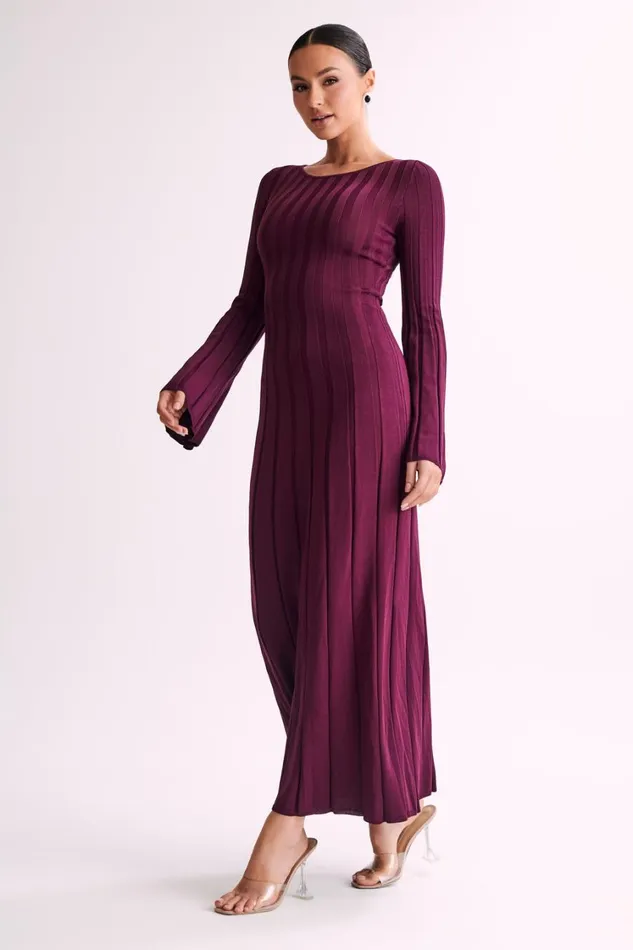 Women Meshki Dresses Mabel Long Sleeve Knit Maxi Dress 8211 Plum Women Meshki Dresses Mabel Long Sleeve Knit Maxi Dress 8211 Plum