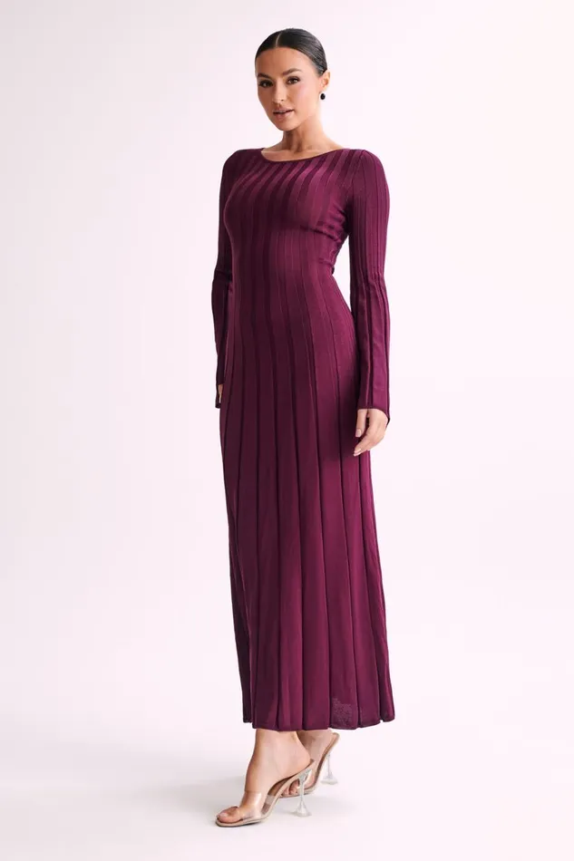 Women Meshki Dresses Mabel Long Sleeve Knit Maxi Dress 8211 Plum Women Meshki Dresses Mabel Long Sleeve Knit Maxi Dress 8211 Plum