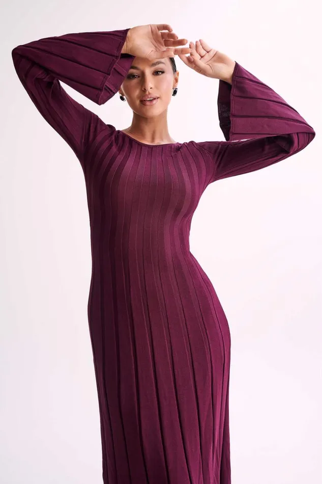 Women Meshki Dresses Mabel Long Sleeve Knit Maxi Dress 8211 Plum Women Meshki Dresses Mabel Long Sleeve Knit Maxi Dress 8211 Plum