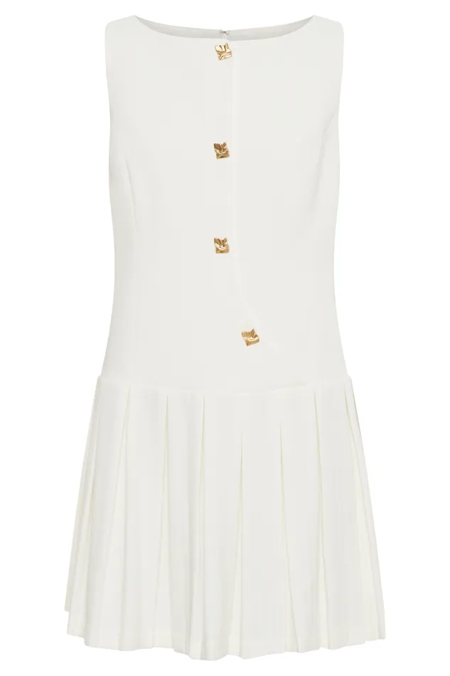 Women Meshki Dresses Mackenzie Sleeveless Pleated Mini Dress 8211 Ivory