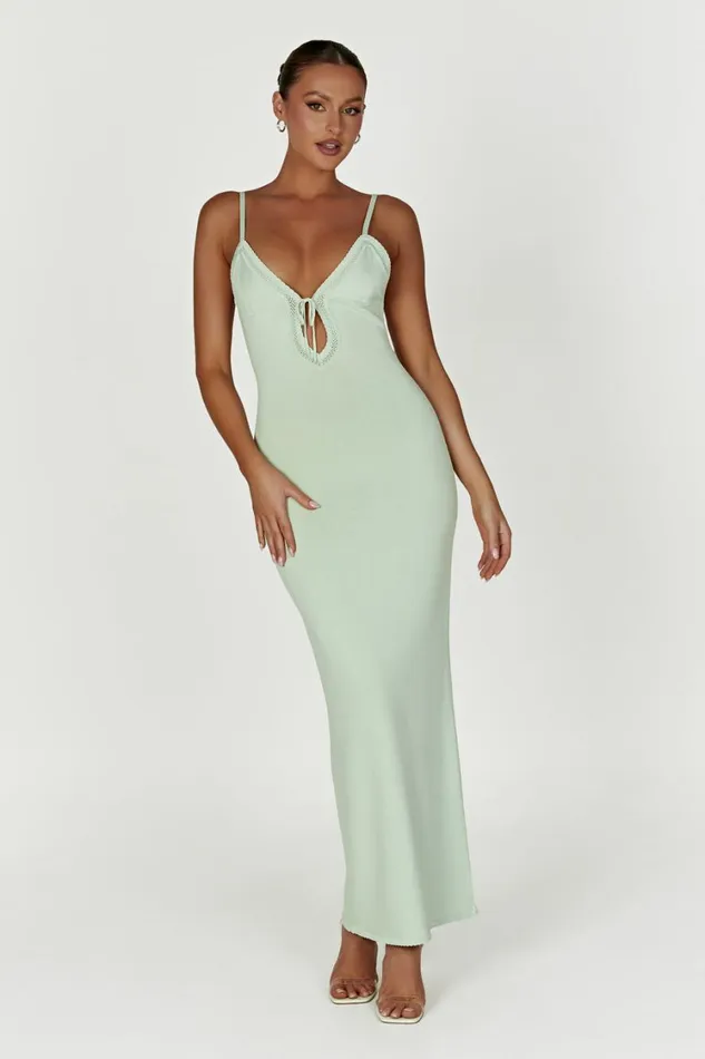 Women Meshki Dresses Maia Pointelle Knit Maxi Dress 8211 Pistachio Green