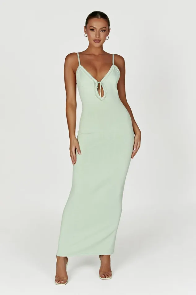 Women Meshki Dresses Maia Pointelle Knit Maxi Dress 8211 Pistachio Green
