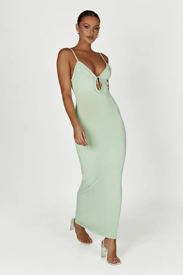 Women Meshki Dresses Maia Pointelle Knit Maxi Dress 8211 Pistachio Green
