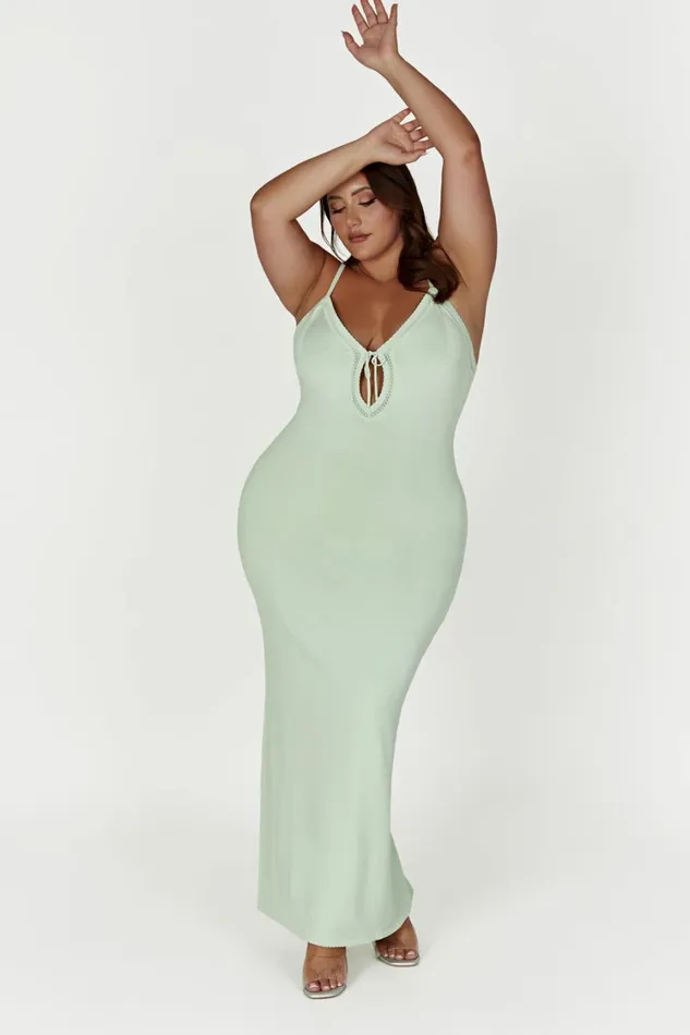 Women Meshki Dresses Maia Pointelle Knit Maxi Dress 8211 Pistachio Green