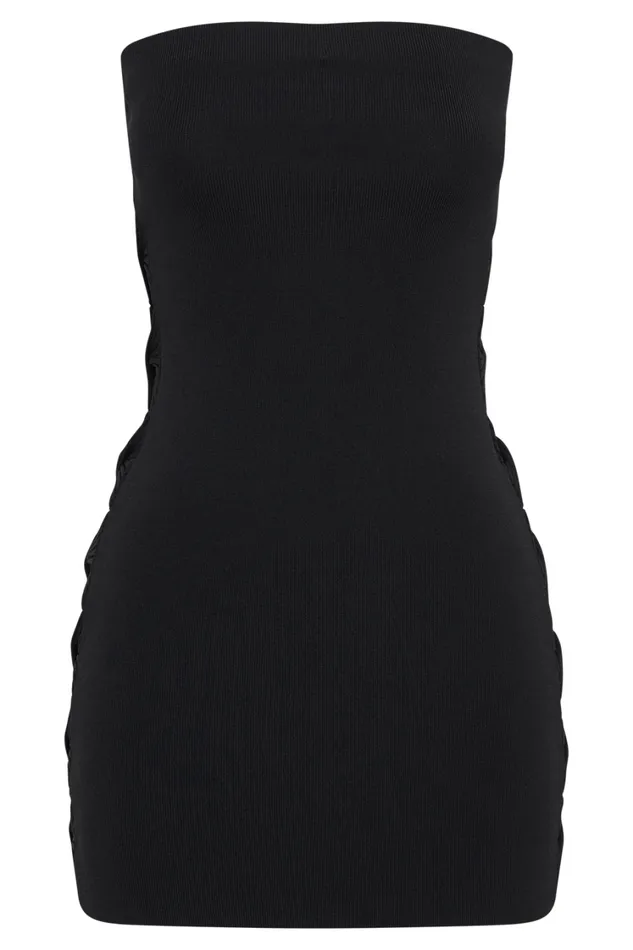 Women Meshki Dresses Maisy Strapless Knit Twist Mini Dress 8211 Black