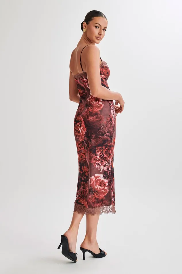Women Meshki Dresses Makayla Midi Dress With Lace 8211 Peony Print