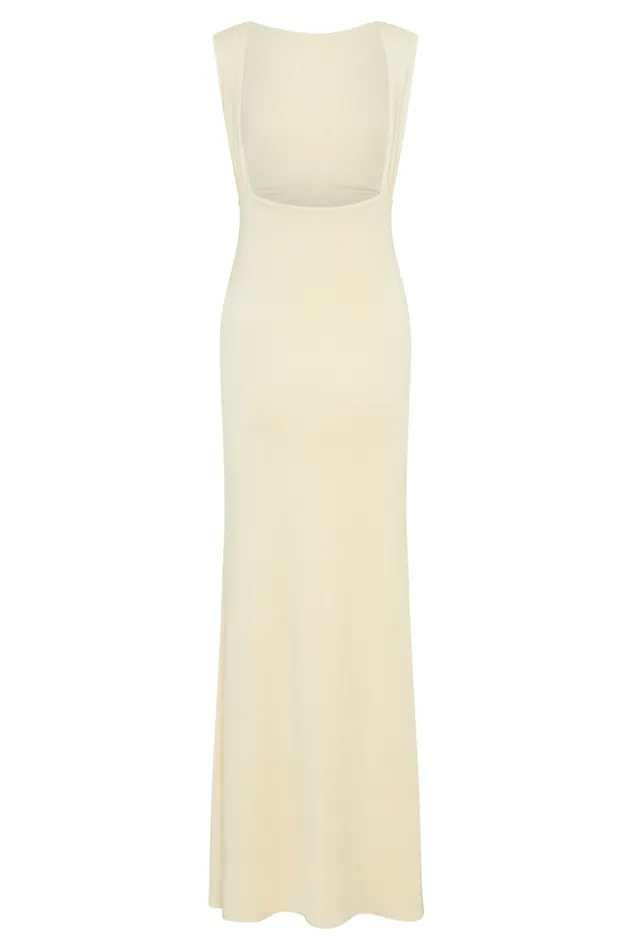 Women Meshki Dresses Malia Slinky Ruched Maxi Dress 8211 Ivory