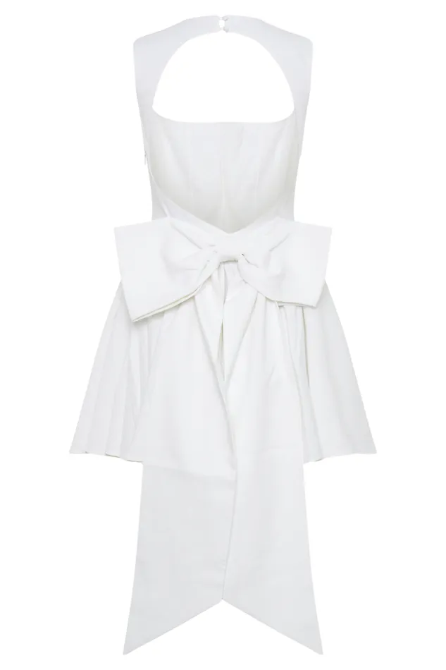 Women Meshki Dresses Marcella Linen Bow Back Mini Dress 8211 White