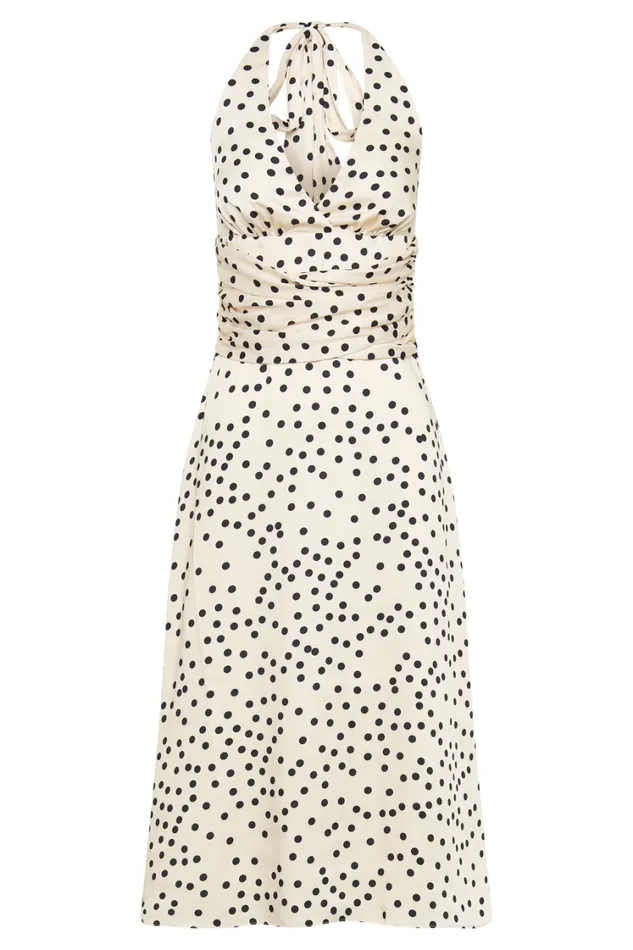 Women Meshki Dresses Marguerite Satin Halter Midi Dress 8211 Polkadot