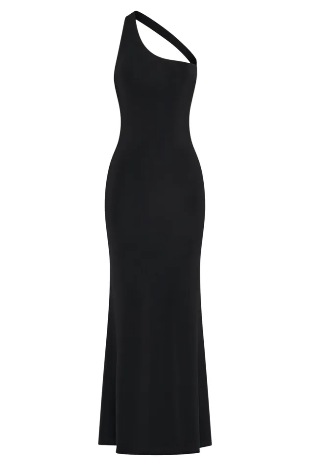 Women Meshki Dresses Marianne Asymmetrical Slinky Maxi Dress 8211 Black