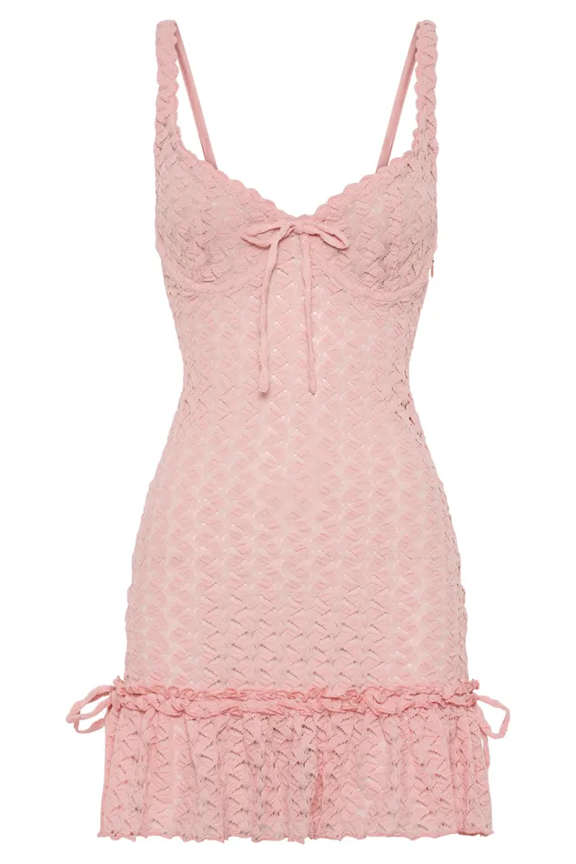 Women Meshki Dresses Marietta Cupped Lace Mini Dress 8211 Fairy Floss Pink
