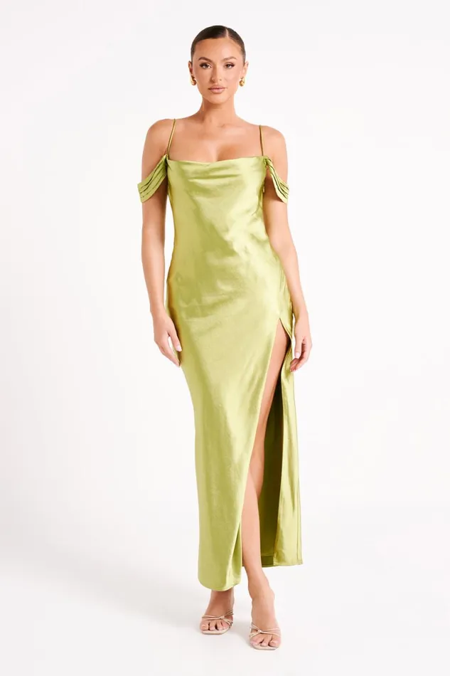 Women Meshki Dresses Mariposa Off Shoulder Maxi Dress 8211 Parakeet Green