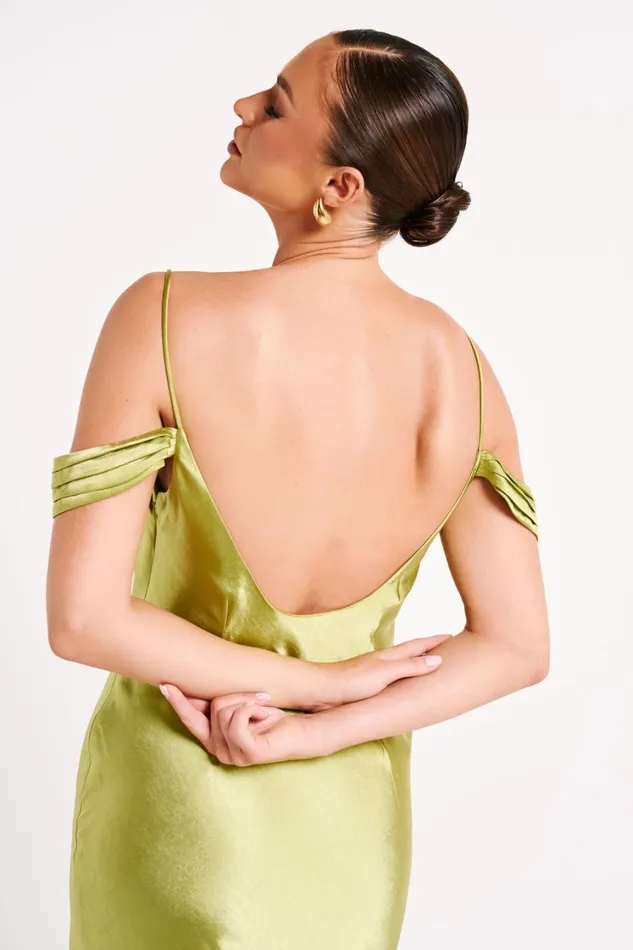 Women Meshki Dresses Mariposa Off Shoulder Maxi Dress 8211 Parakeet Green