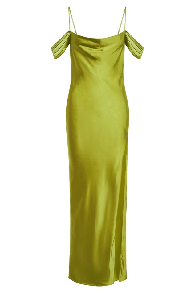 Women Meshki Dresses Mariposa Off Shoulder Maxi Dress 8211 Parakeet Green