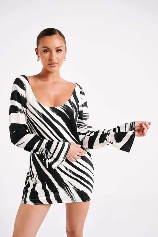 Women Meshki Dresses Marta Printed Satin Mini Dress 8211 Abstract Print