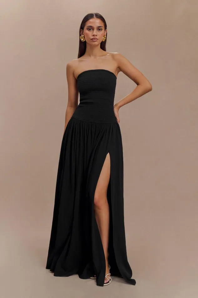 Women Meshki Dresses Maureen Cotton Shirring Maxi Dress 8211 Black