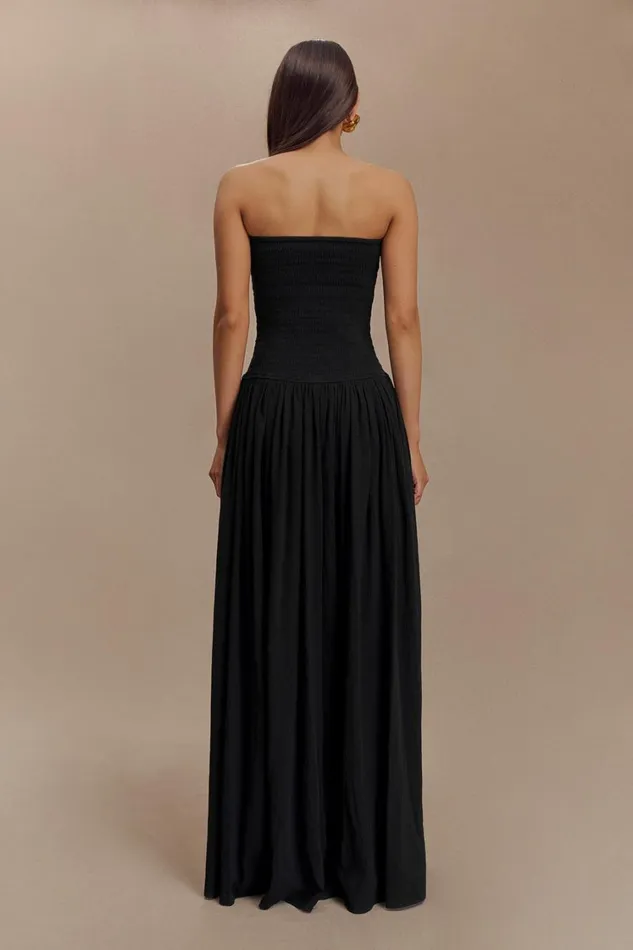 Women Meshki Dresses Maureen Cotton Shirring Maxi Dress 8211 Black