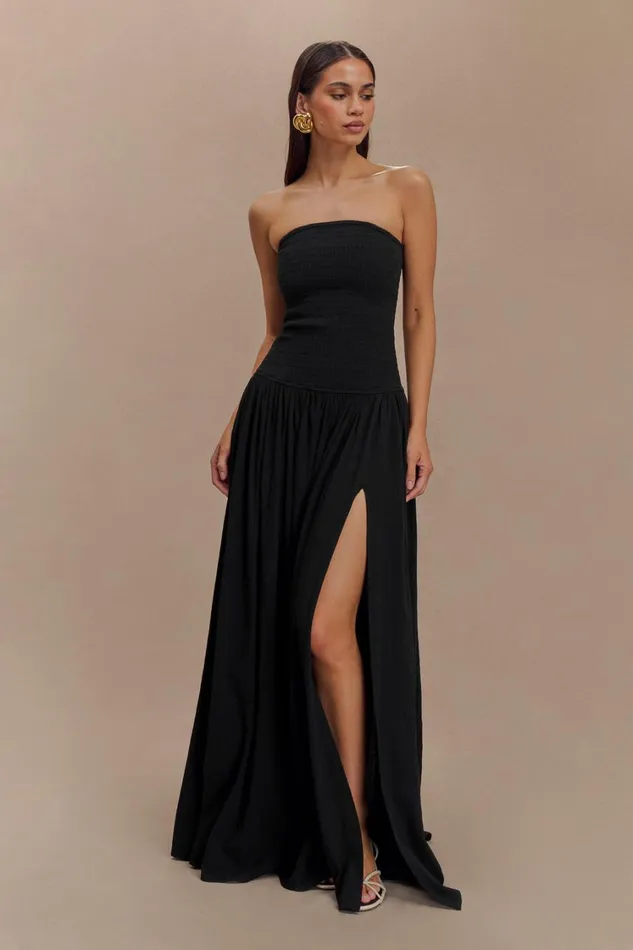 Women Meshki Dresses Maureen Cotton Shirring Maxi Dress 8211 Black
