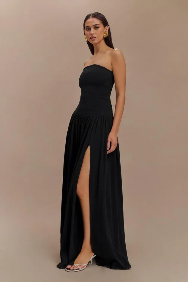 Women Meshki Dresses Maureen Cotton Shirring Maxi Dress 8211 Black